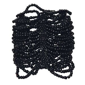 Elegant Black Glass Beaded Bracelet Multi Strand Retro Classic Fashion Jewelry